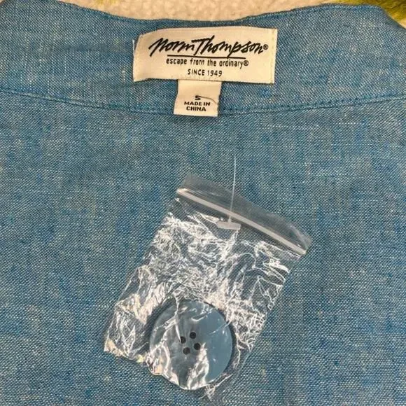 NWT VTG NORM THOMPSONBlue Linen & Cotton Blend Lightweight BlazerWomen's